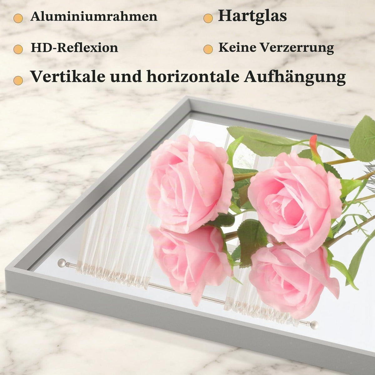 Moderner Wandspiegel 65x45cm mit Metallrahmen – Grau