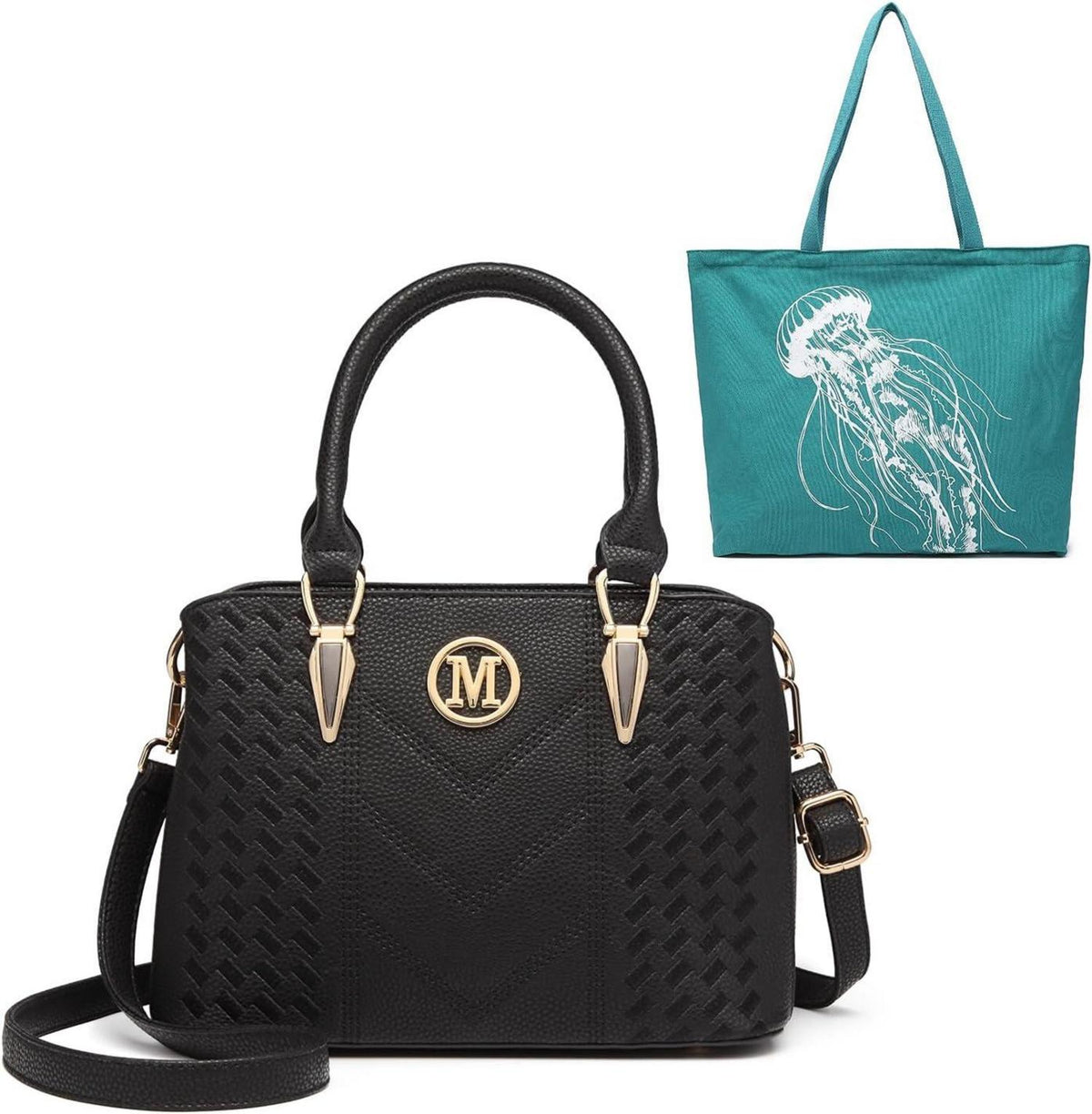 Moderne Miss Lulu PU-Leder Handtasche mit Logo