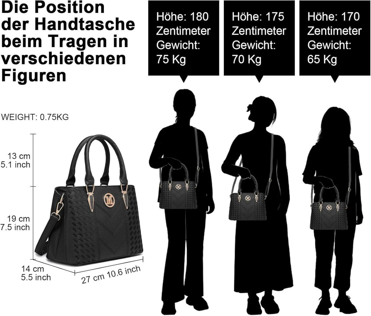 Miss Lulu Damen PU Leder Handtasche Vintage Logo Elegante Schultertasche