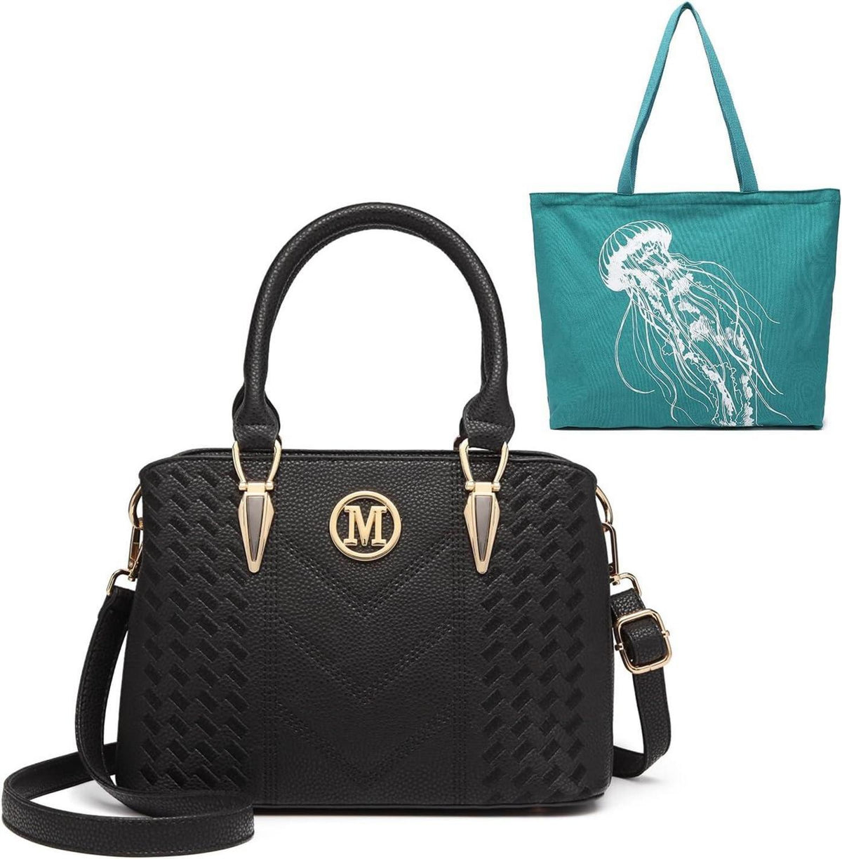 Miss Lulu Damen PU Leder Handtasche Vintage Logo Elegante Schultertasche