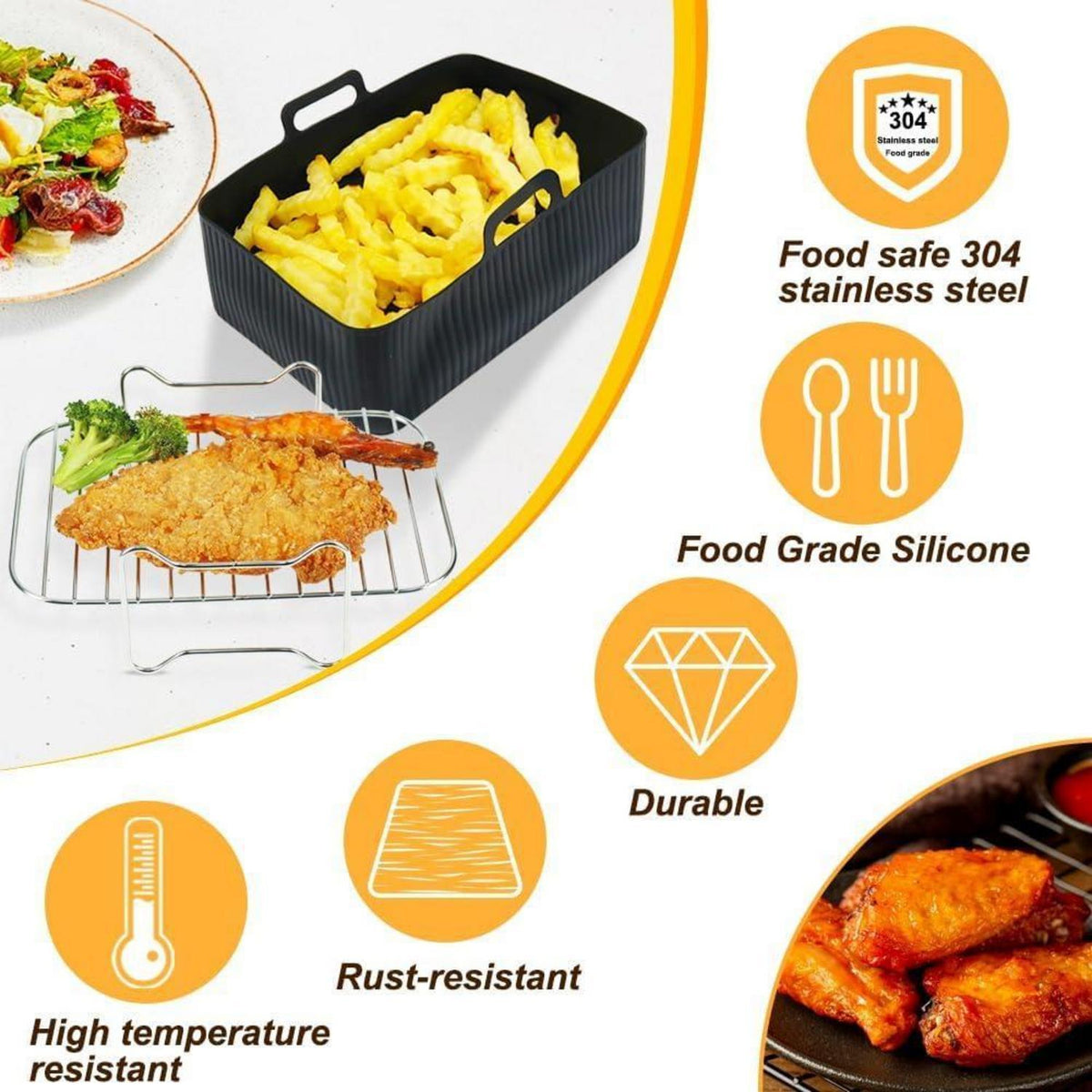 Luftfritteusen Zubehör 7-teilig für Ninja AF400/451/500/300EU