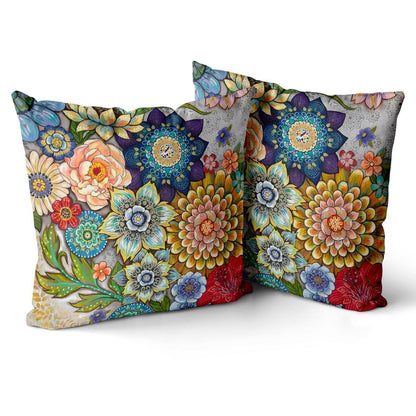 2er Set Boho Kissenbezüge Samt 45x45 cm - Frühlingsdeko