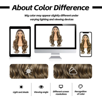 Braune Lace Front Perücke Körperwelle Ombre 26 Zoll Synthetisch