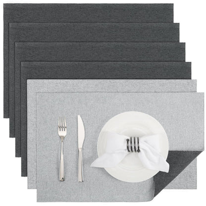 Abwaschbare Tischsets 6er Set Grau Rechteckig