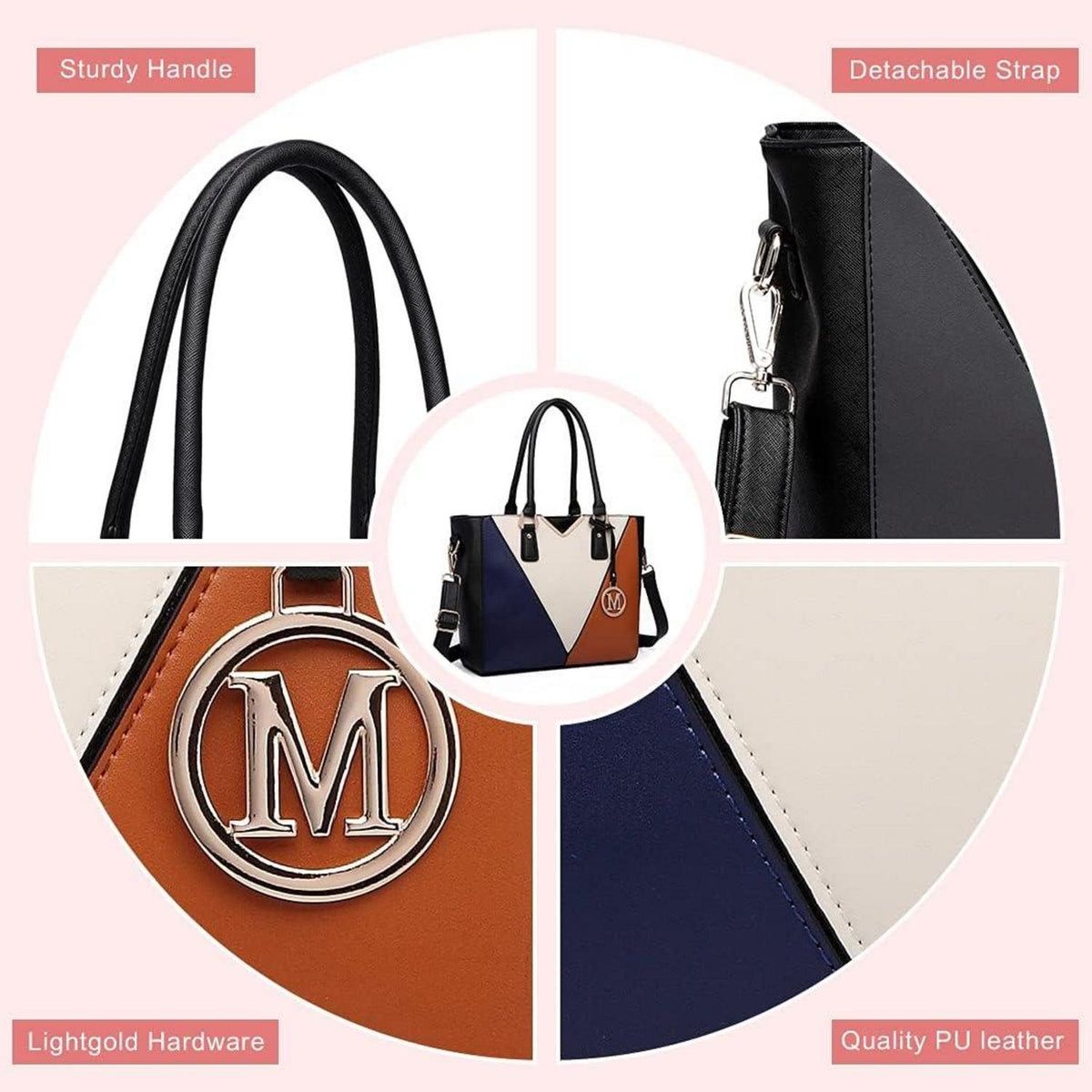 Miss Lulu Damen Handtasche Schultertasche Shopper Viele Fächer