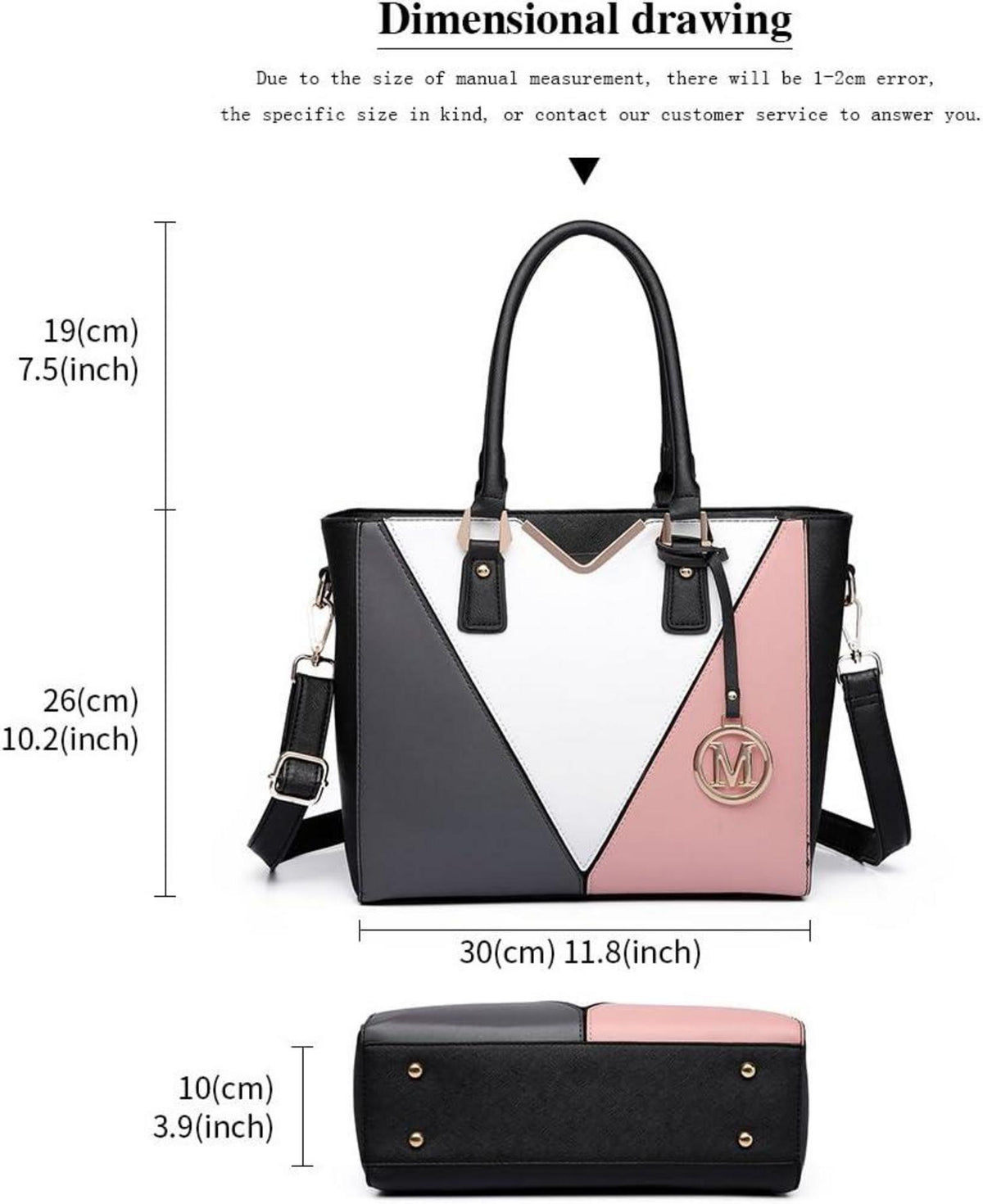 Miss Lulu Damen Handtasche Schultertasche Shopper V-Design
