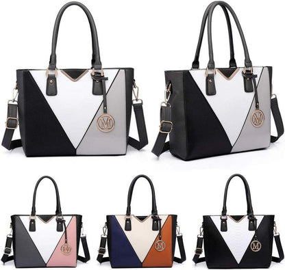 Miss Lulu Damen Handtasche Schultertasche Shopper Kunstleder V-förmiges Design