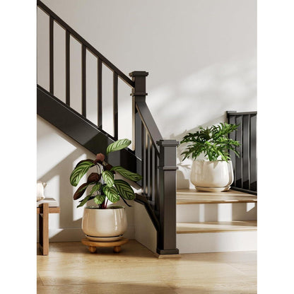 Keramik Blumentopf 25cm mit Untersetzer – Beige Reaktive Glasur