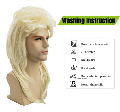 Goldene Meeräsche Perücke Männer Blonde Locken 70er 80er Jahre Cosplay Halloween