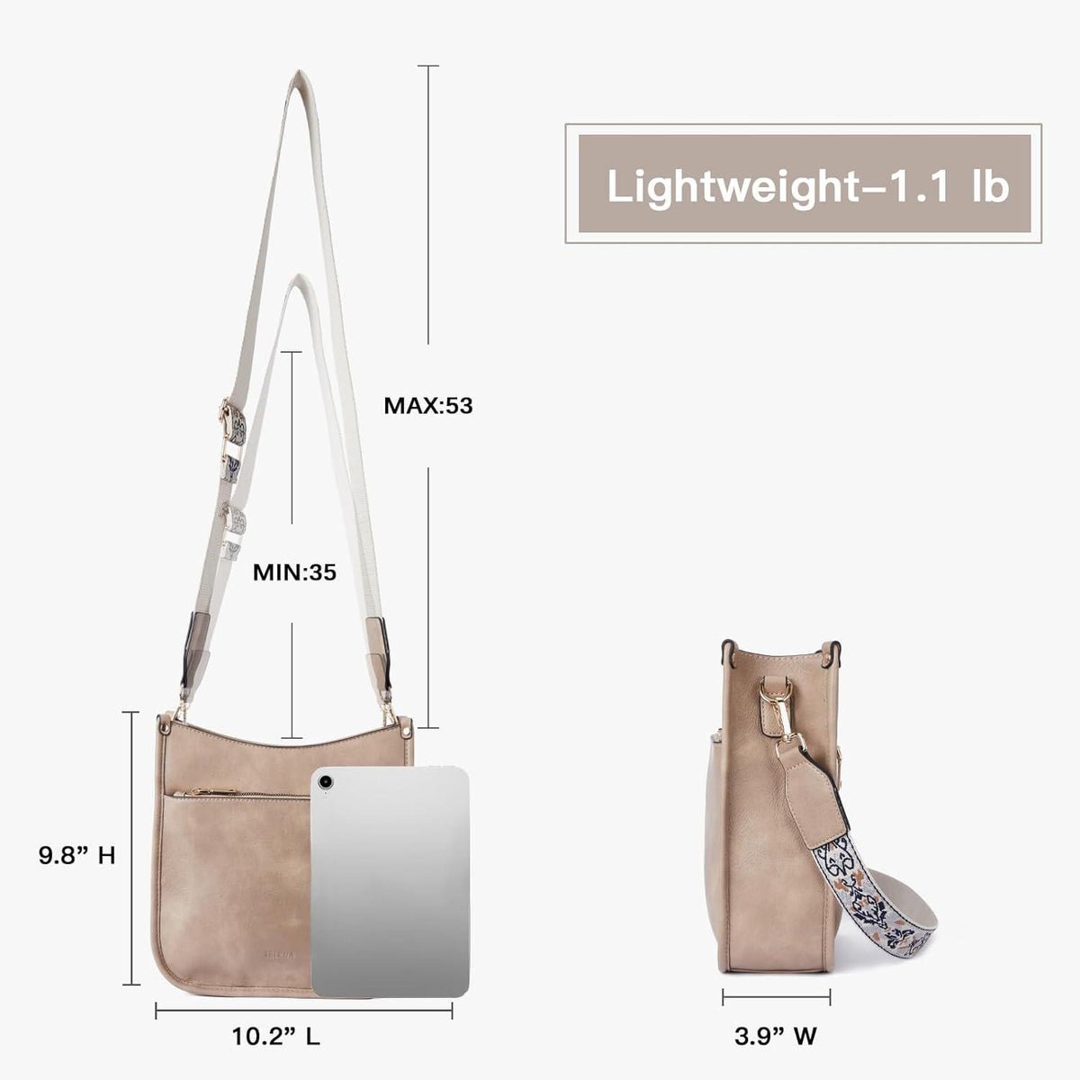 Damen Schultertasche PU Leder Umhängetasche Crossbody Bag 1-Zimt