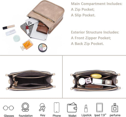 Telena Damen Crossbody Schultertasche PU Leder Umhängetasche 25x10x25cm