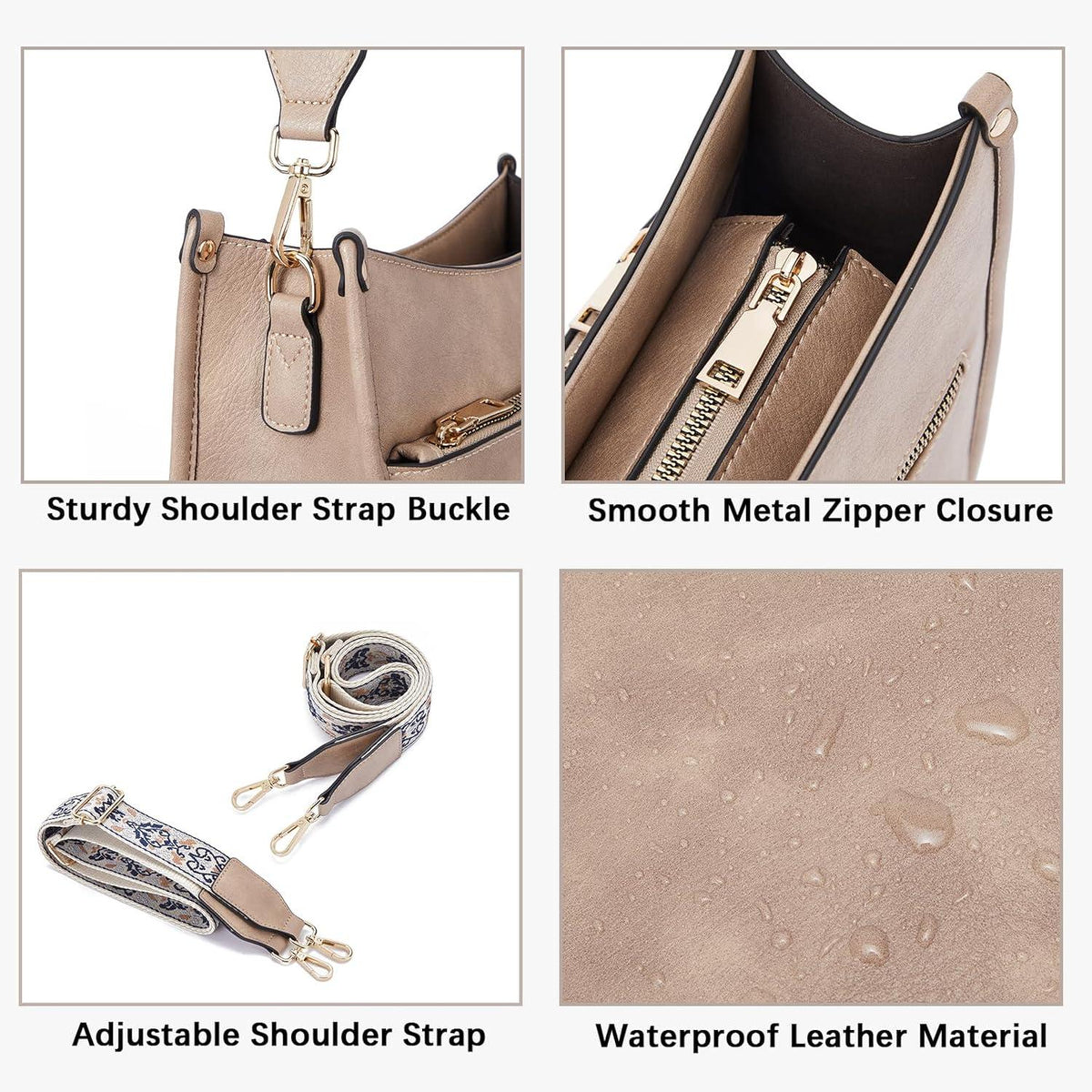Telena Damen Schultertasche PU Leder Crossbody Bag 1-zimt Hellbraun