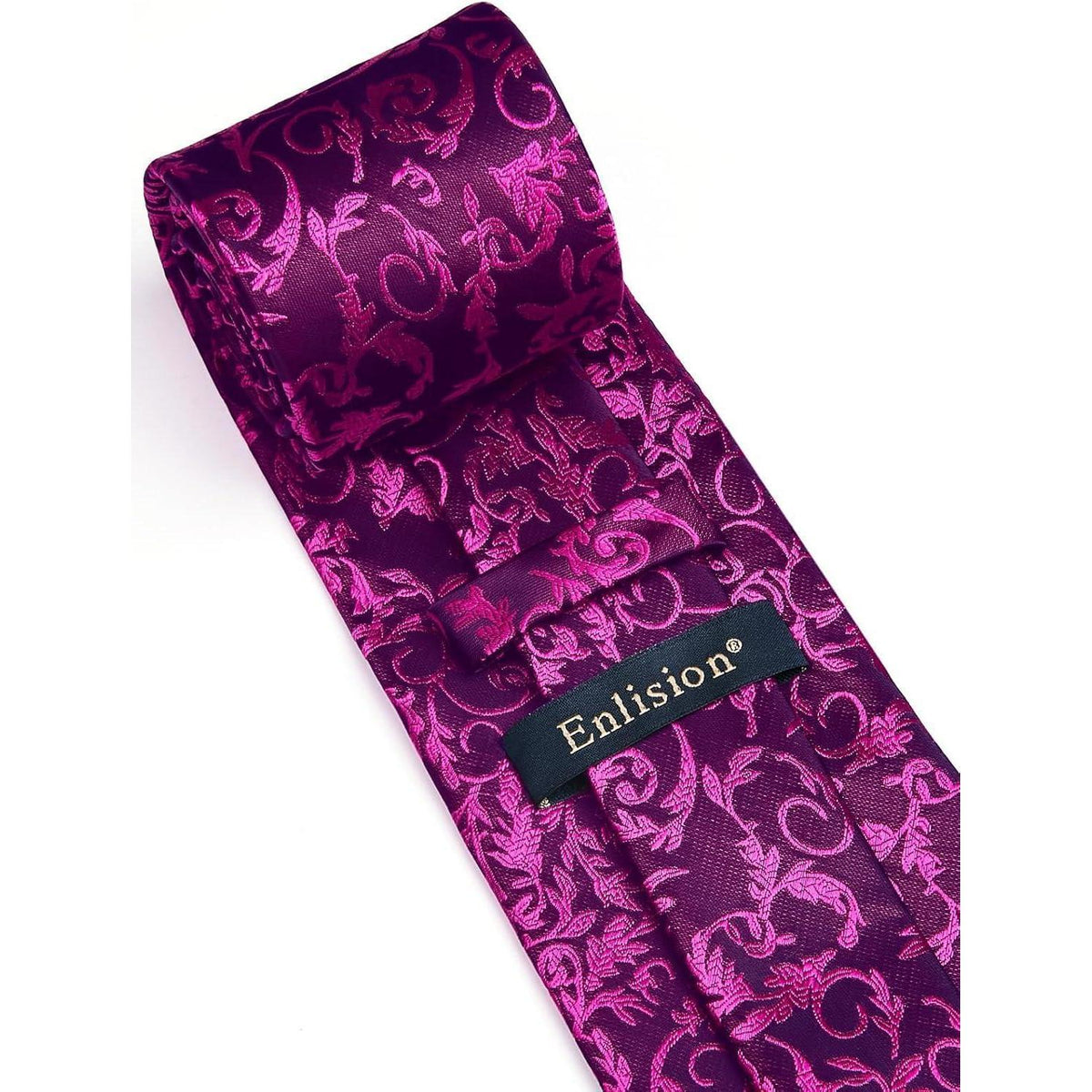 Herren Krawatten-Set mit Einstecktuch & Manschettenknöpfen, Heiß Rosa