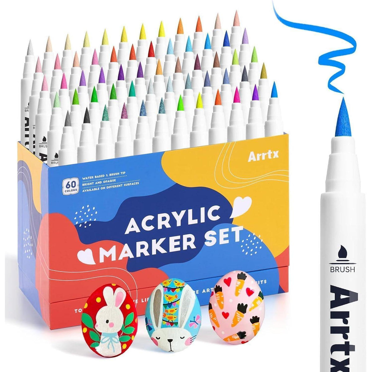Acrylmarker Set 60 Farben – Wasserfest für Stein, Holz & mehr