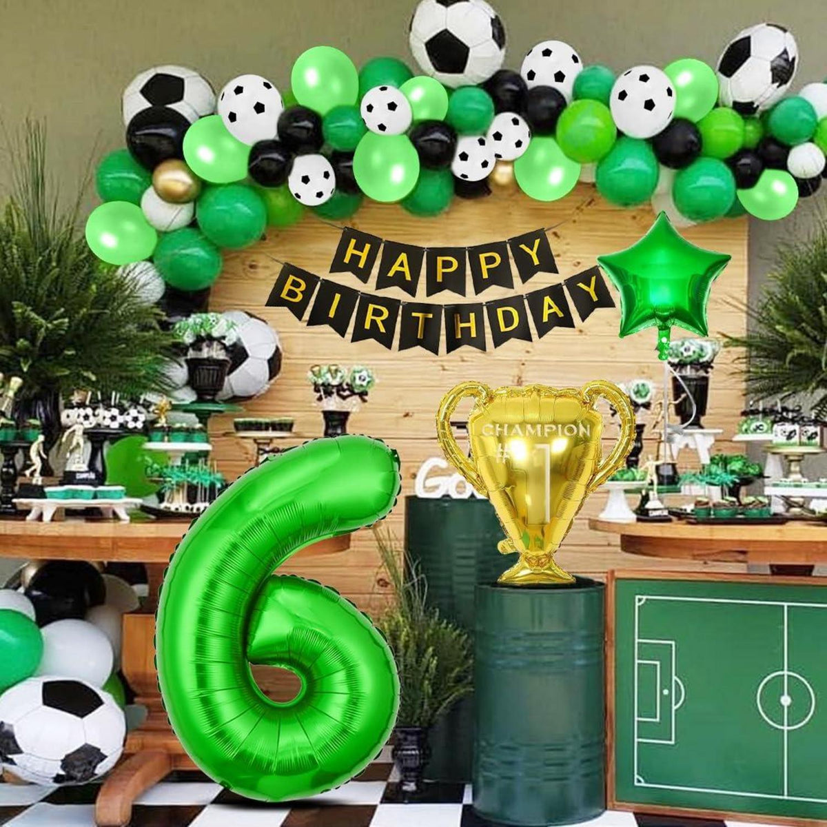 Fußball Luftballon 6 Jahre Fussball Deko Trophäe Grün 6