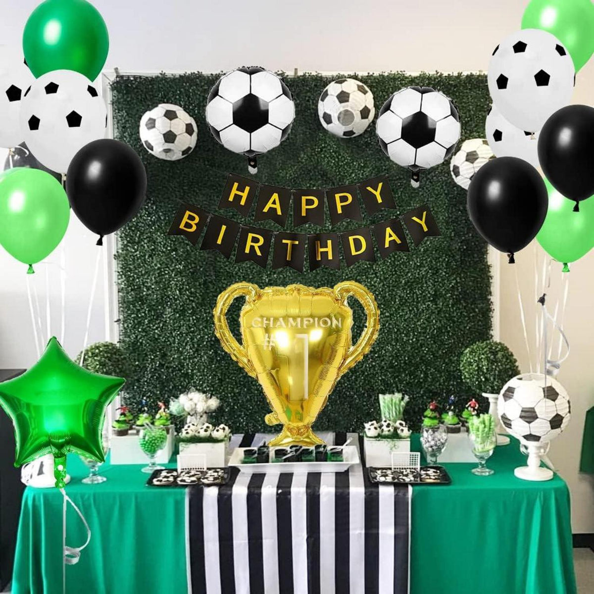 Fußball Luftballon 6. Geburtstag Deko Trophäe Party Ballons Kinder Jungen Grün