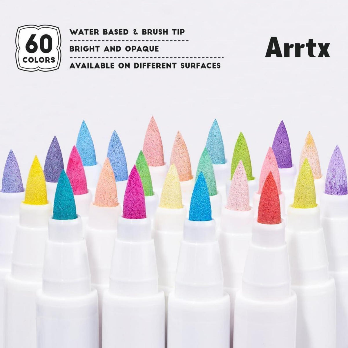 Acrylmarker Stift-Set 60 Farben | Wasserfest, Pinselspitze, DIY