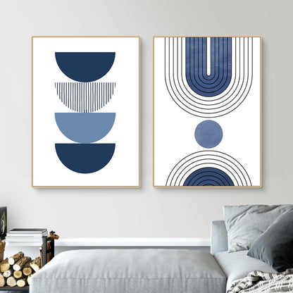 3er Boho Bilder Set Abstrakt Blau Pflanzen Wandposter 50x70cm