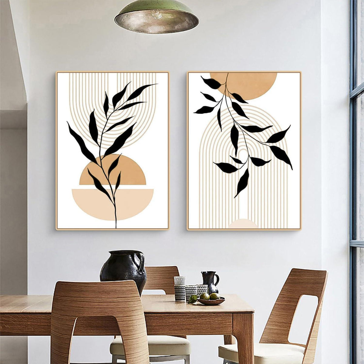 3er Poster Set Boho Blätter Wandbilder Abstrakt Kunstdruck 30x40cm