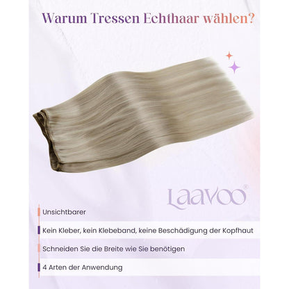 Echthaar Tressen Blond Highlight #P18/613 – 50cm, 100g