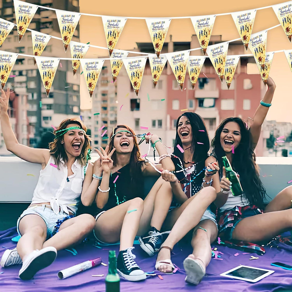 Jugendweihe Deko Wimpelkette 10m Banner Alles Gute zur Jugendfeier