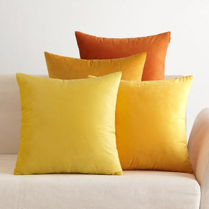 Samt Kissenbezug 50x50 cm 4er Set Orange Serie Sofakissenbezug
