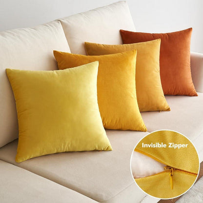 EMEMA Samt Kissenbezug 50x50 cm 4er Set Orange Serie