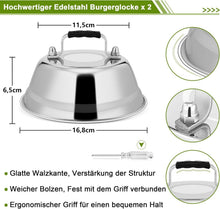 Edelstahl Burgerglocke mit Verbrühschutzgriff, 2 Stück