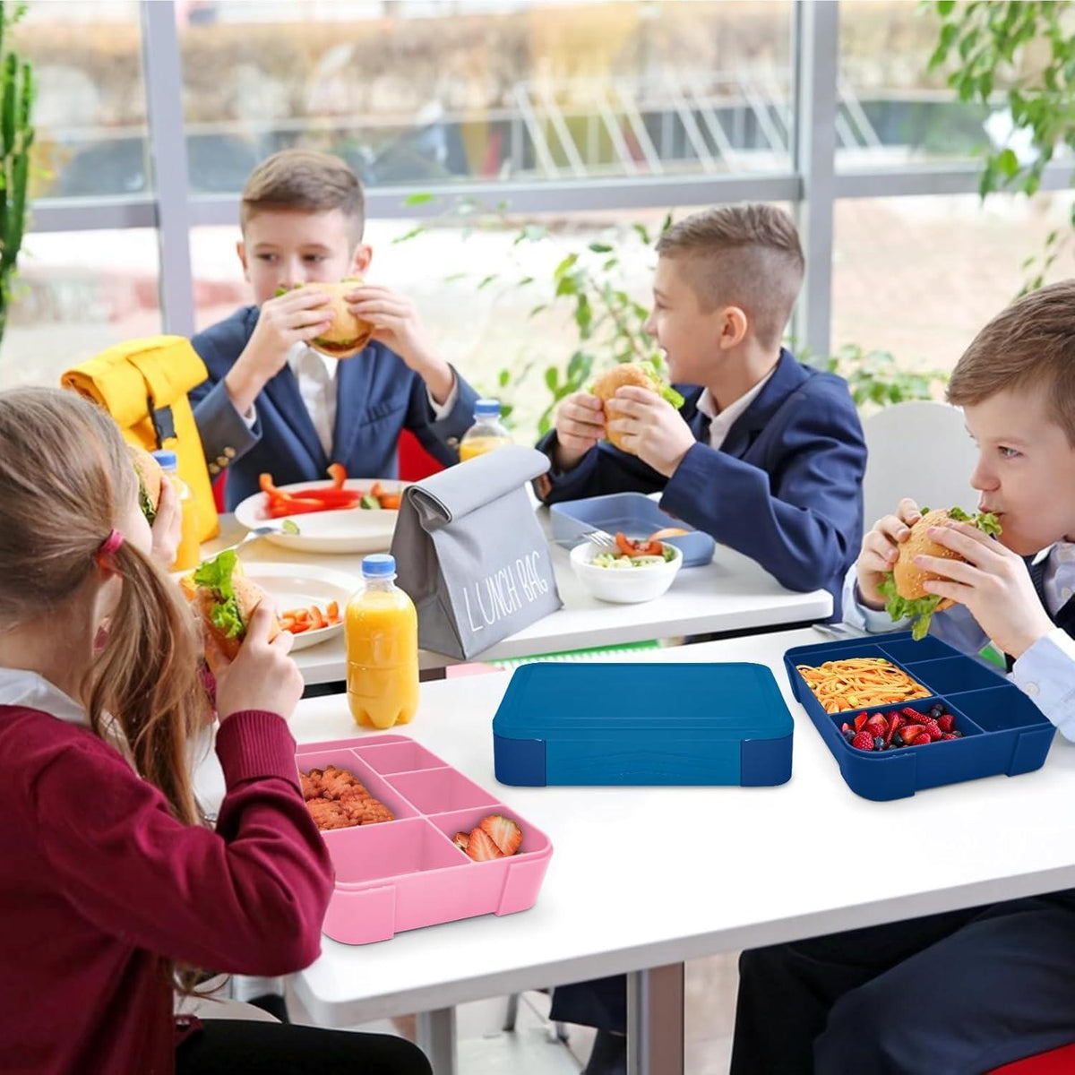 Brotdose Kinder mit Fächern 1300ml Lunchbox Vesperdose Marineblau