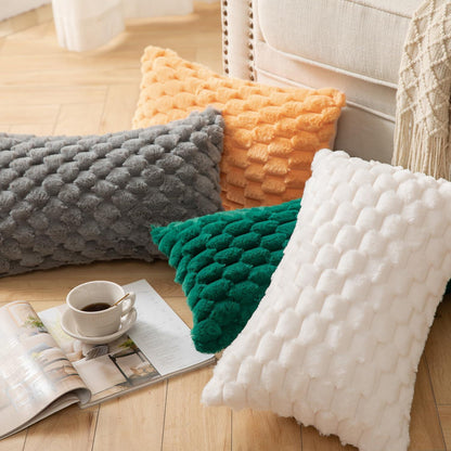 2x Plüsch Kissenbezug 65x65 cm Cremeweiß – Weiche Wollsamt Dekokissen