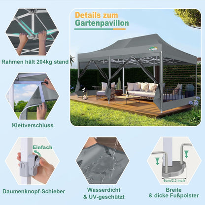 Faltpavillon 3x6m mit Moskitonetz & UV-Schutz