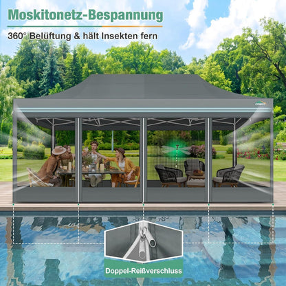 Faltpavillon 3x6m mit Moskitonetz & UV-Schutz