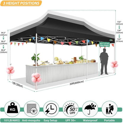 3x6m Pavillon mit 6 Seitenwänden – Wasserdicht & Stabil