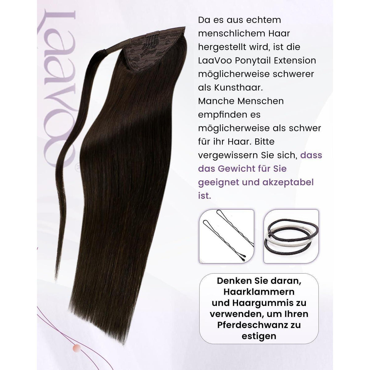 Echthaar Pferdeschwanz Extension Braun 45cm