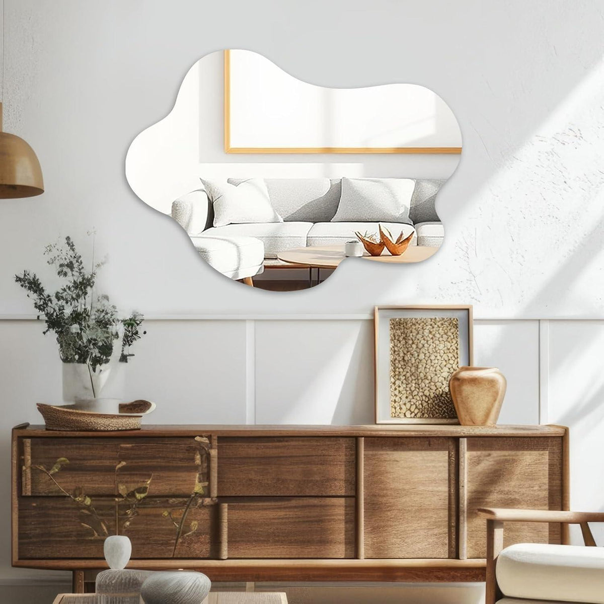 Asymmetrischer Wandspiegel 58x82cm – Rahmenlos & Dekorativ