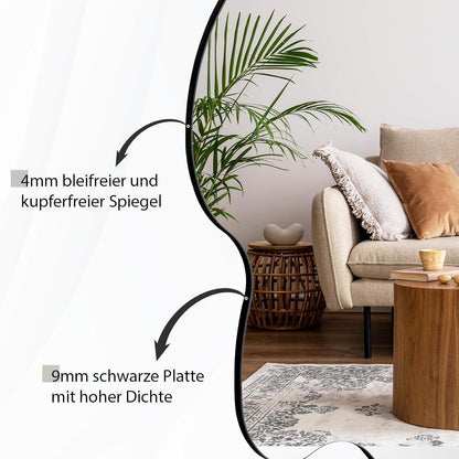 Asymmetrischer Wandspiegel 58x82cm – Rahmenlos & Dekorativ