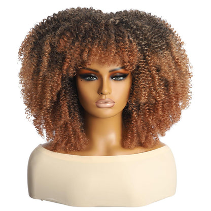Lockige Blond Perücke mit Pony – Afro Perücke für Kostüme