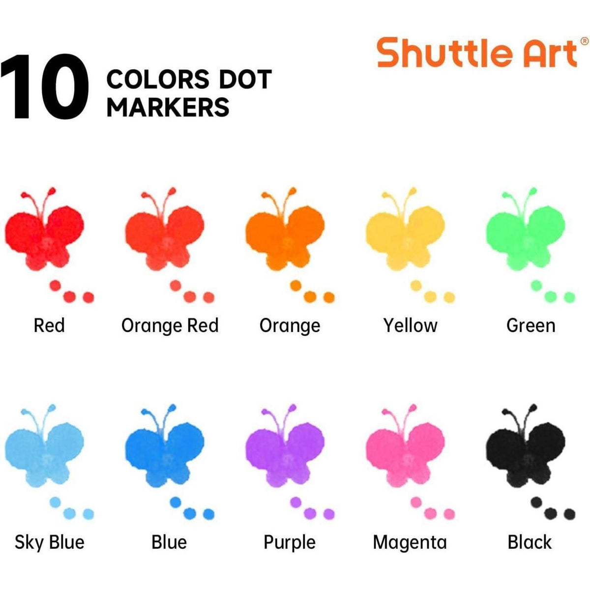 Auswaschbare Dot Marker für Kinder, 10 Farben, ungiftig