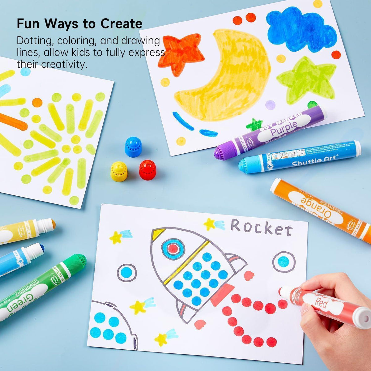 Auswaschbare Dot Marker für Kinder, 10 Farben, ungiftig