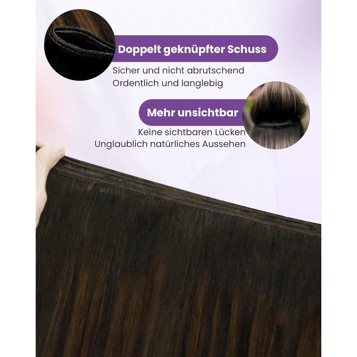 Echthaar Tressen Braun Balayage 60cm – Zum Einnähen & Stylen