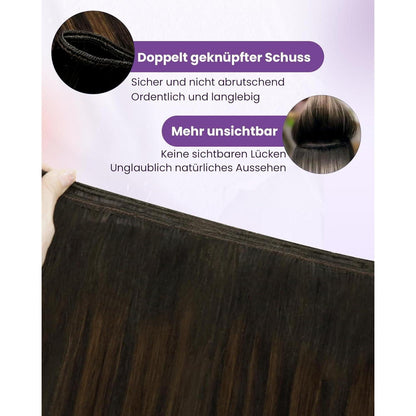 Echthaar Tressen Braun Balayage 60cm – Zum Einnähen & Stylen