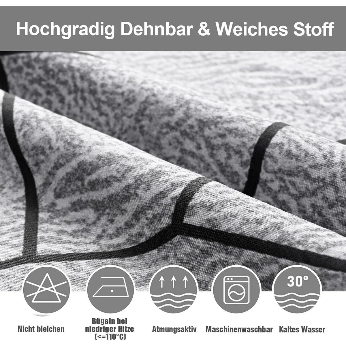 Stretch Stuhlhussen Set Grau Marmor – 6 Stück
