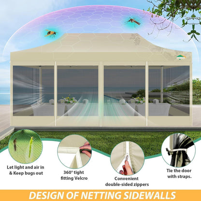 Faltpavillon 3x6m – Wasserdicht, UV-Schutz & Mesh-Seitenwände