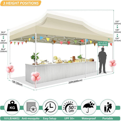 Faltpavillon 3x6m – Wasserdicht, UV-Schutz & Mesh-Seitenwände