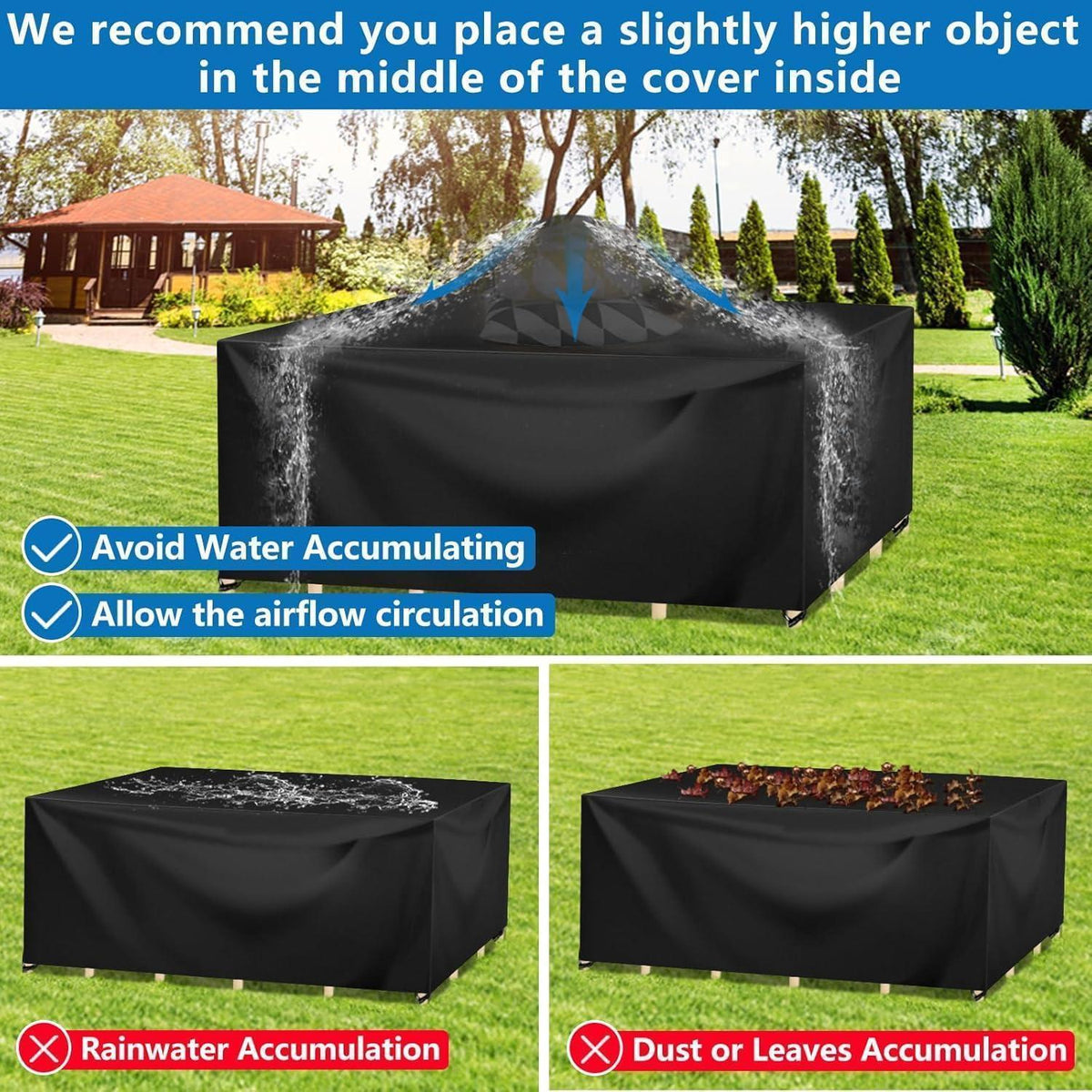 Wasserdichte Gartenmöbel Abdeckung 350x260x90cm