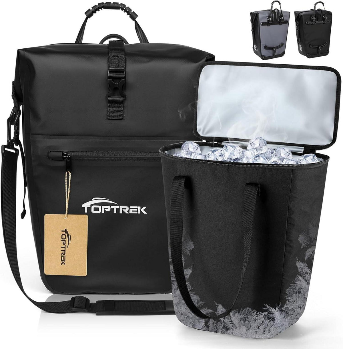 Fahrradtasche für Gepäckträger 28L mit Isoliertasche Grau
