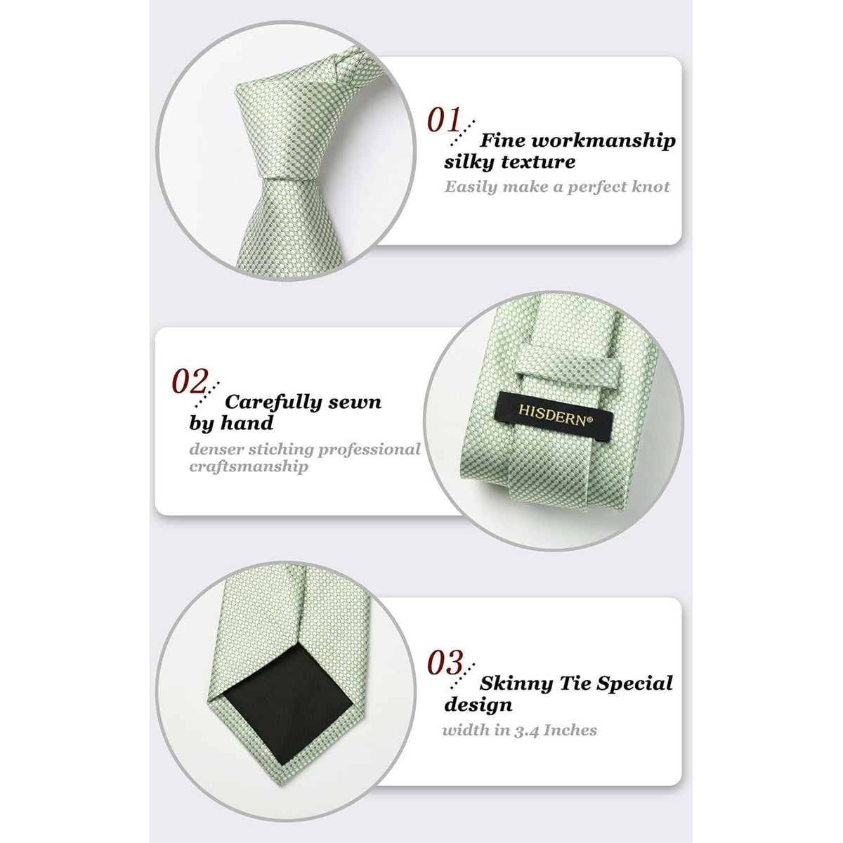 Krawatten-Set Herren Salbeigrün mit Einstecktuch – Elegant & Formal