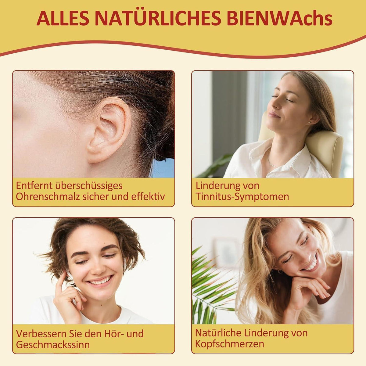 Natürliche Bienenwachs-Ohrenkerzen Set mit Schutzscheiben