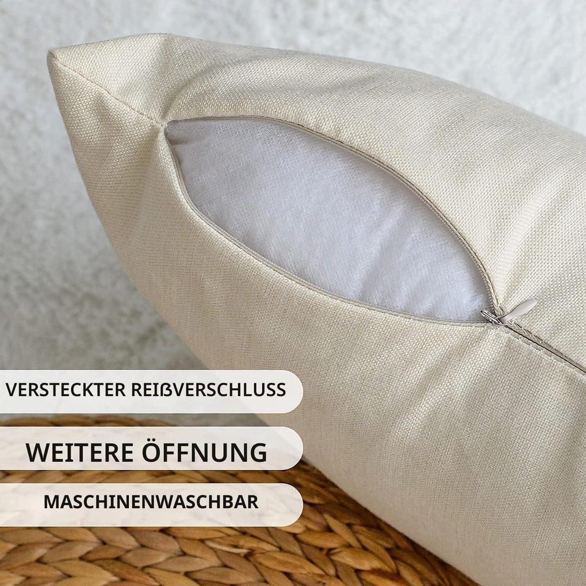 Kissenbezüge Klatschmohn 4er Set 45x45 cm Rosa/Beige