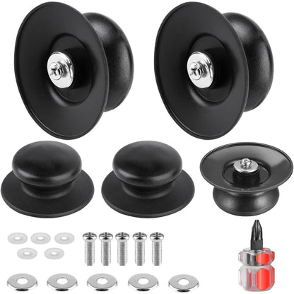 5x Universal Topfdeckelgriffe aus Bakelit, Schwarz